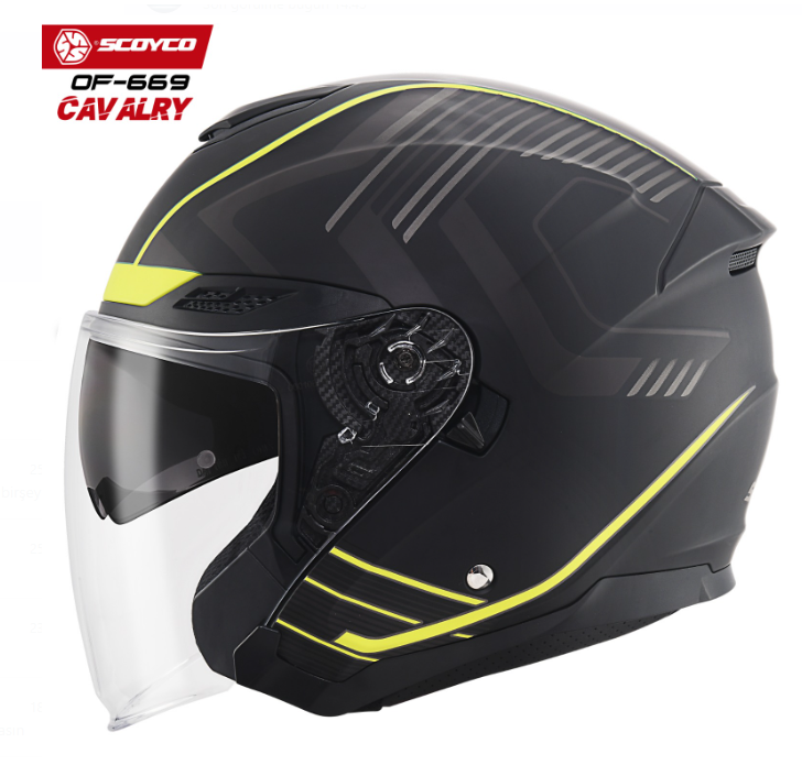 SCOYCO OF-669 YARIM CAMLI KASK GÜNEŞ VİZÖRLÜ CAVALRY (S)
