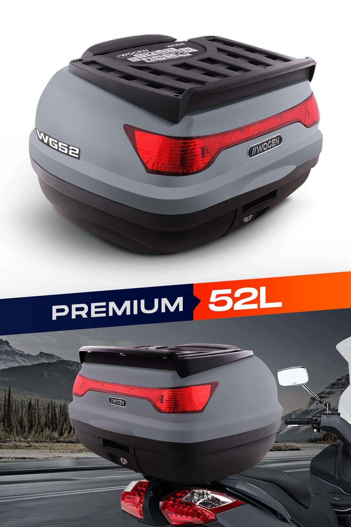 WOGEN WG52 ARKA ÇANTA 52 L SIRT DAYAMALI PREMİUM (NARDO GRİ)