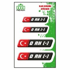 KAN GRUBU 0 Rh(-) SİYAH DÖRTLÜ DAMLA ETİKET
