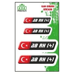 KAN GRUBU AB Rh(+) SİYAH DÖRTLÜ DAMLA ETİKET