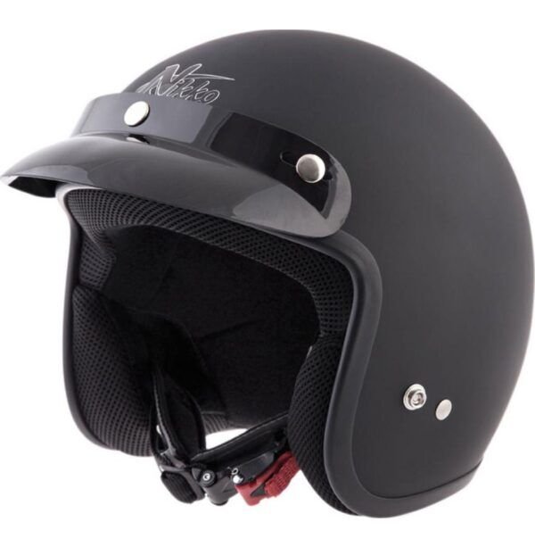 NİKKO N313 YARIM CHOPPER KASK MAT BLACK (M)