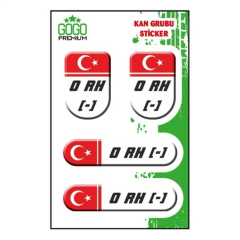KAN GRUBU 0 Rh(-) BEYAZ DÖRTLÜ DAMLA ETİKET (BÜYÜK)
