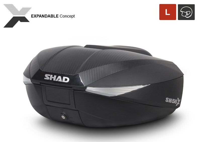 SHAD SH-58X ARKA ÇANTA 46-52-58 LİTRE KAPASİTELİ (CARBON KAPAK)