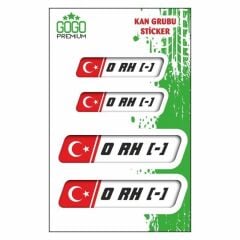 KAN GRUBU 0 Rh(-) BEYAZ DÖRTLÜ DAMLA ETİKET