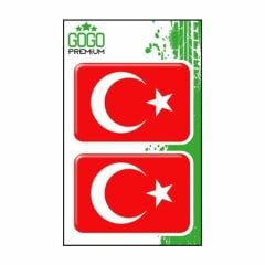 TÜRK BAYRAĞI 3 İKİLİ DAMLA ETİKET (4X6 cm)