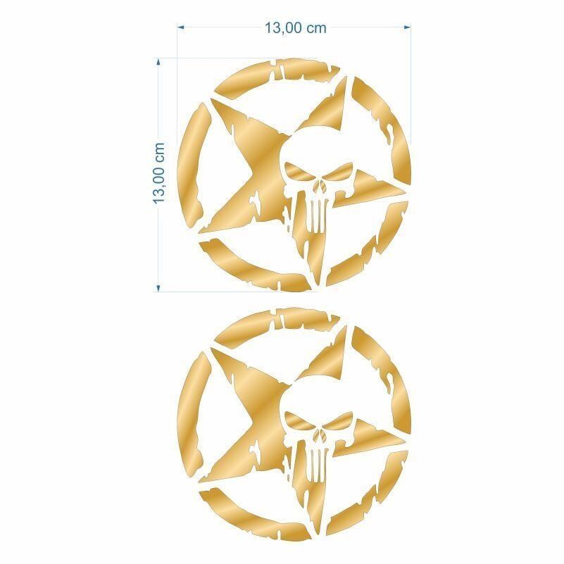 ARMY YILDIZ KURU KAFA GOLD STİCKER 2 Lİ (13 X 13 cm)
