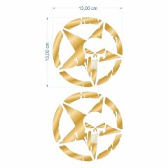 ARMY YILDIZ KURU KAFA GOLD STİCKER 2 Lİ (13 X 13 cm)