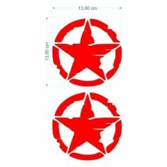ARMY YILDIZ KIRMIZI STİCKER 2 Lİ (13 X 13 cm)