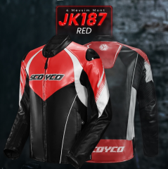 SCOYCO JK187 4 MEVSİM DERİ MONT BLACK-RED (XL)
