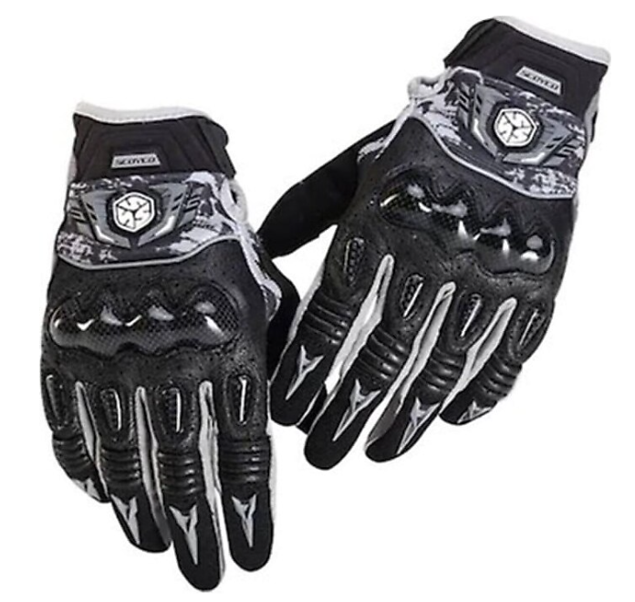 SCOYCO MX49 FULL KARBON KORUMALI ELDİVEN REFLEKTÖRLÜ GRİ (L)