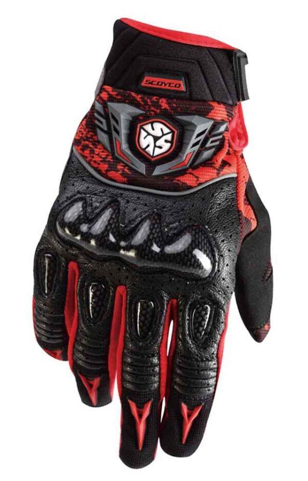 SCOYCO MX49 FULL KARBON KORUMALI ELDİVEN REFLEKTÖRLÜ RED (XL)