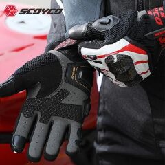 SCOYCO MC109 KARBON FİBER KORUMALI ELDİVEN WHİTE RED (XL)