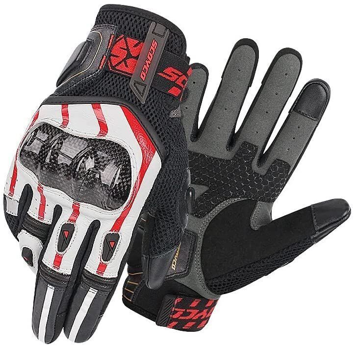 SCOYCO MC109 KARBON FİBER KORUMALI ELDİVEN WHİTE RED (2XL)