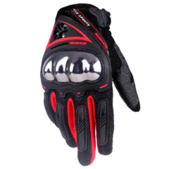 SCOYCO MC44 FULL KARBON KORUMALI ELDİVEN NEON RED (S)