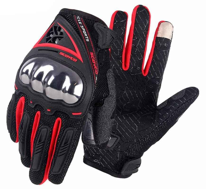 SCOYCO MC44 FULL KARBON KORUMALI ELDİVEN NEON RED (M)