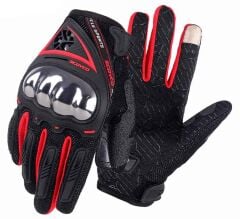 SCOYCO MC44 FULL KARBON KORUMALI ELDİVEN NEON RED (L)