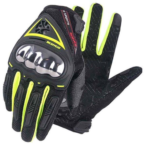 SCOYCO MC44 FULL KARBON KORUMALI ELDİVEN NEON YELLOW (L)