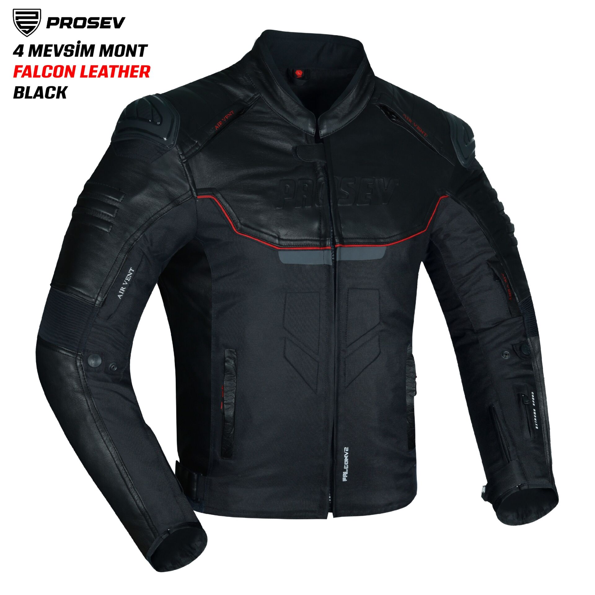 PROSEV FALCON LEATHER 4 MEVSİM MONT (DARK BLACK)