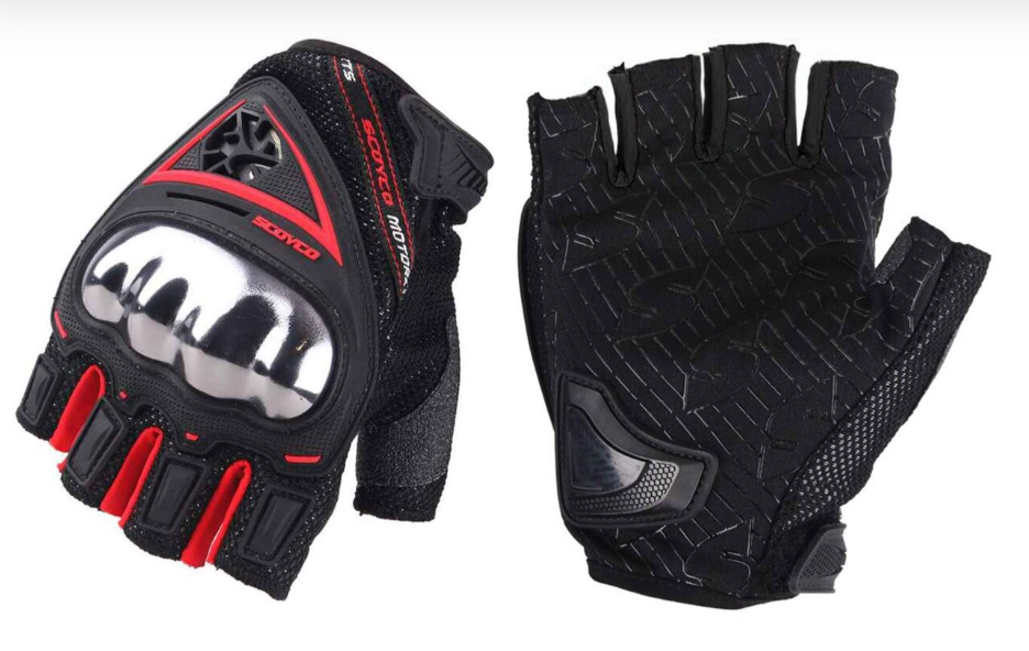 SCOYCO MC44D NİKEL FULL KORUMALI YARIM ELDİVEN RED (S)