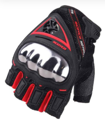 SCOYCO MC44D NİKEL FULL KORUMALI YARIM ELDİVEN RED (M)