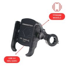 KNMASTER TT-650WU TİTREŞİM ENGELLEYİCİ USB'Lİ ÜNİVERSAL TELEFON TUTUCU