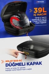 WOGEN WG39 ARKA ÇANTA 39 L SIRT DAYAMALI PREMİUM (SİYAH) +KARBON DİZLİK HEDİYELİ