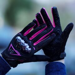 SCOYCO MC44W FULL KARBON KORUMALI BAYAN ELDİVENİ BLACK-PURPLE (L)