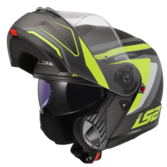 LS2 STROBE 2 ÇENE AÇILIR KASK PHANTOM MAT TİTANYUM - NEON SARI (L)