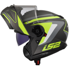 LS2 STROBE 2 ÇENE AÇILIR KASK PHANTOM MAT TİTANYUM  - NEON SARI (2XL)