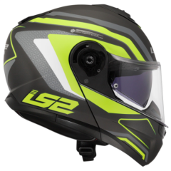 LS2 STROBE 2 ÇENE AÇILIR KASK PHANTOM MAT TİTANYUM  - NEON SARI (2XL)