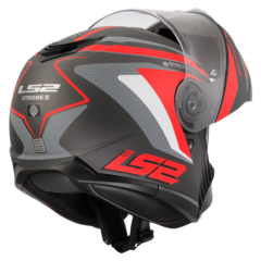 LS2 STROBE 2 ÇENE AÇILIR KASK PHANTOM MAT TİTANYUM - GRİ KIRMIZI (M)