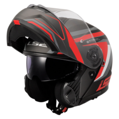 LS2 STROBE 2 ÇENE AÇILIR KASK PHANTOM MAT TİTANYUM - GRİ KIRMIZI (L)