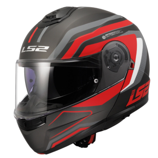 LS2 STROBE 2 ÇENE AÇILIR KASK PHANTOM MAT TİTANYUM - GRİ KIRMIZI (2XL)