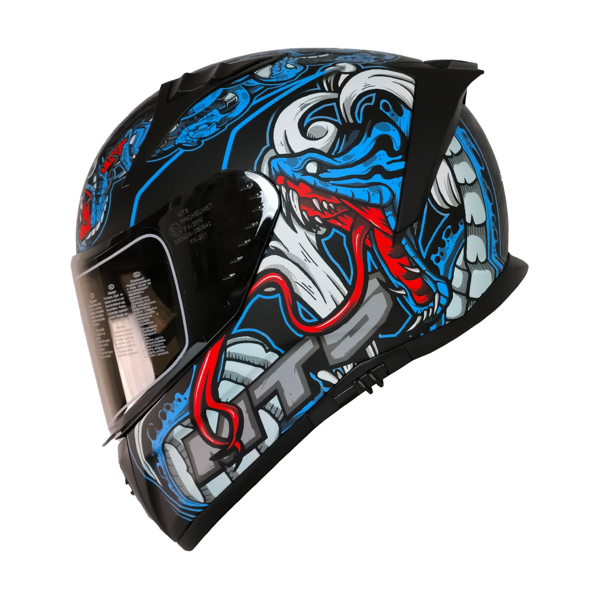 MTS M-801-SNAKE FULL FACE KASK GÜNEŞ VİZÖRLÜ MYTH BLUE (XL)