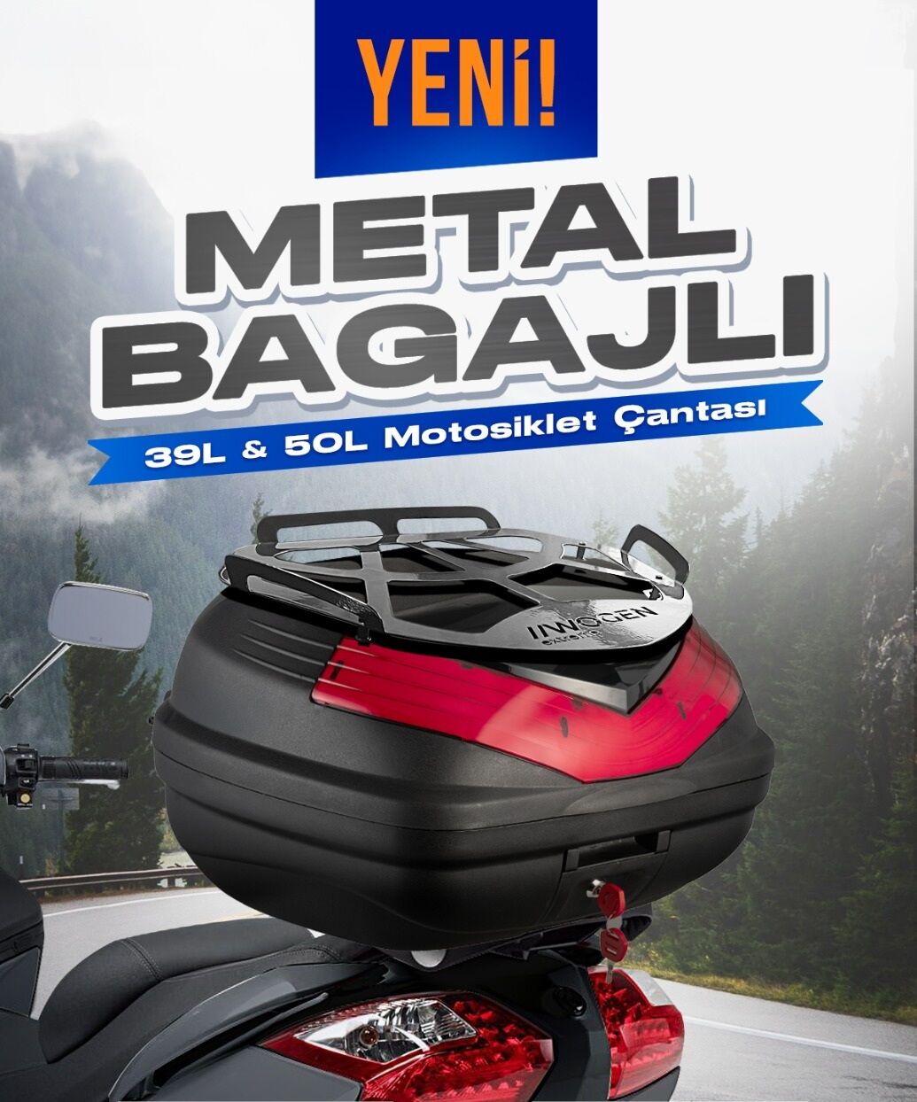 WOGEN WG50 SIRT DAYAMALI PREMİUM METAL BAGAJLI ÇANTA (SİYAH)