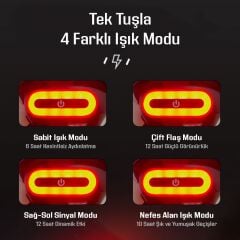 MTS KASK ARKASI LED ÇAKAR 4 MODLU (TÜM KASKLARA UYUMLUDUR)