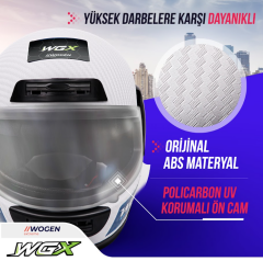 WOGEN FULL FACE KASK KARBON BEYAZ-YEŞİL (M)