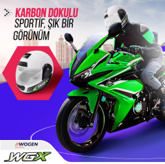 WOGEN FULL FACE KASK KARBON BEYAZ-YEŞİL (XL)