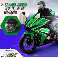 WOGEN FULL FACE KASK KARBON SİYAH-YEŞİL (M)