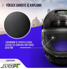 WOGEN FULL FACE KASK KARBON SİYAH-YEŞİL (M)