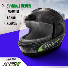 WOGEN FULL FACE KASK KARBON SİYAH-YEŞİL (M)