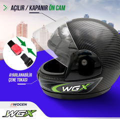 WOGEN FULL FACE KASK KARBON SİYAH-YEŞİL (L)