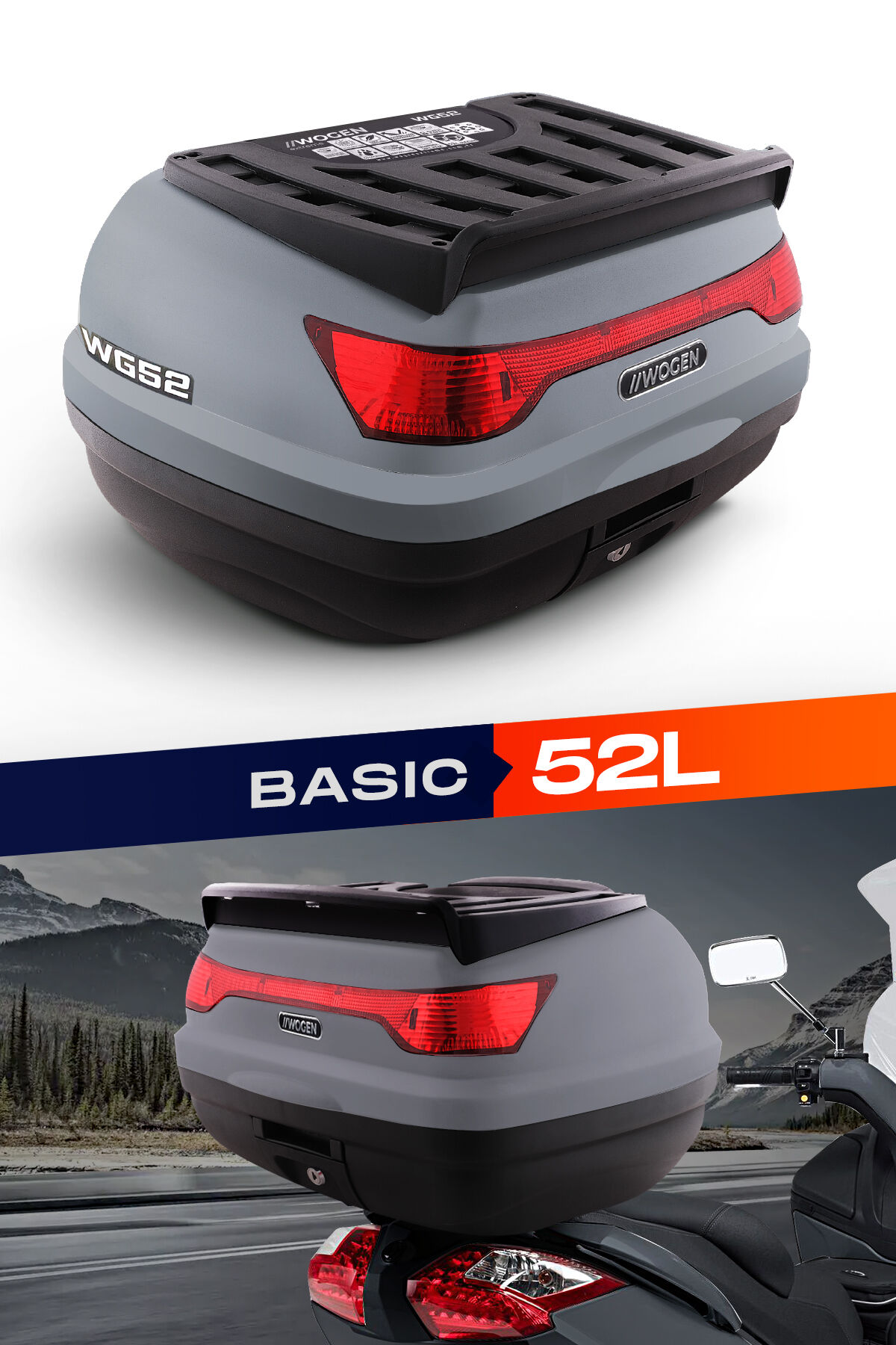 WOGEN WG52 ARKA ÇANTA 52 L SIRT DAYAMALI BASIC (NARDO GRİ)