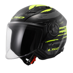 LS2 AİRFLOW 2 BRUSH YARIM KASK SİYAH-NEON SARI