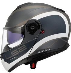 LS2 STROBE 2 VİCTORY ÇENE AÇILIR KASK MAT GRİ-MAVİ