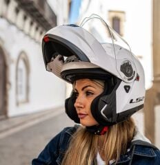 LS2 STROBE 2 ÇENE AÇILIR KASK BEYAZ
