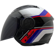 LS2 AİRFLOW 2 RUSH YARIM KASK BEYAZ-MAVİ-KIRMIZI